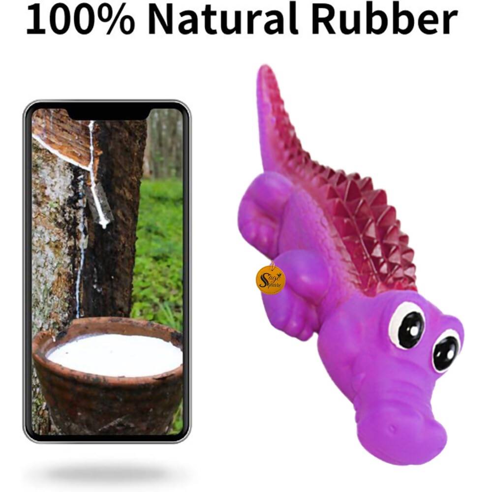 Sage Square Durable Interactive Dog Squeaky Crocodile Toy (Random Color) | Grocsy