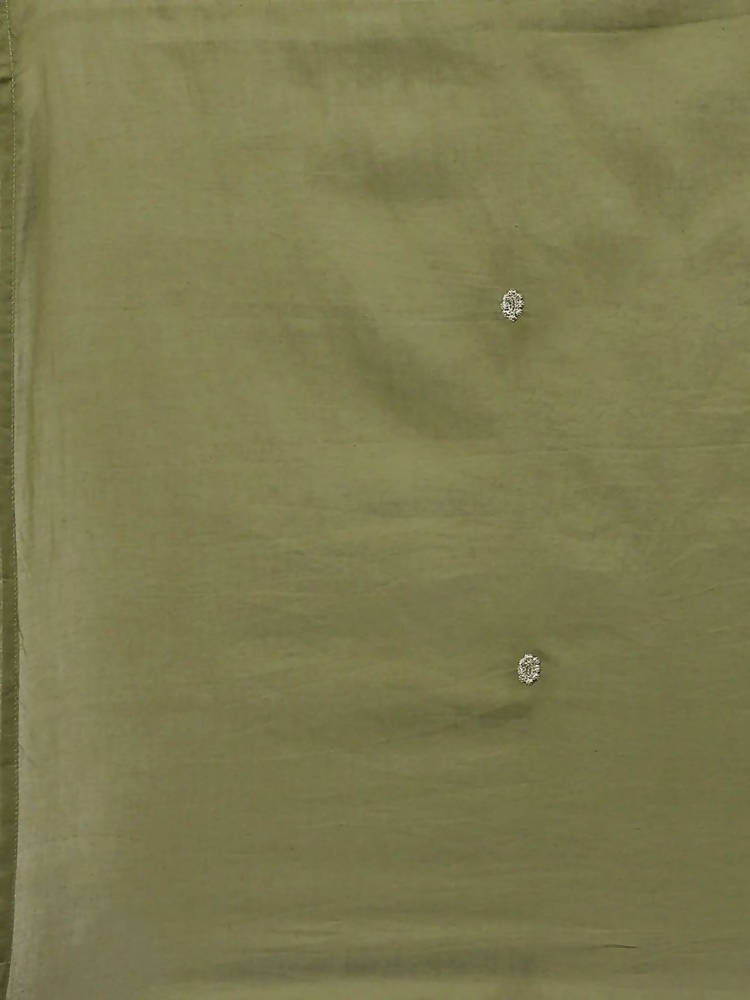 Yufta Women Olive Green Regular Pure Cotton Kurta with Palazzo & With Dupatta | Grocsy