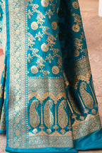 Joban Fashion Aqua Soft Pure Handloom Banarasi Silk Saree | Grocsy