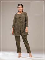 Teeya Creation Mehendi Color Faux Georgette Party Wear Designer Co Ord Set | Grocsy