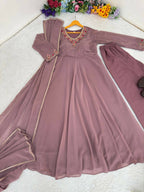 Teeya Creation Womens New Fancy Fox Georgette Heavy Quality Fabric With Handwork Gown Set | Grocsy
