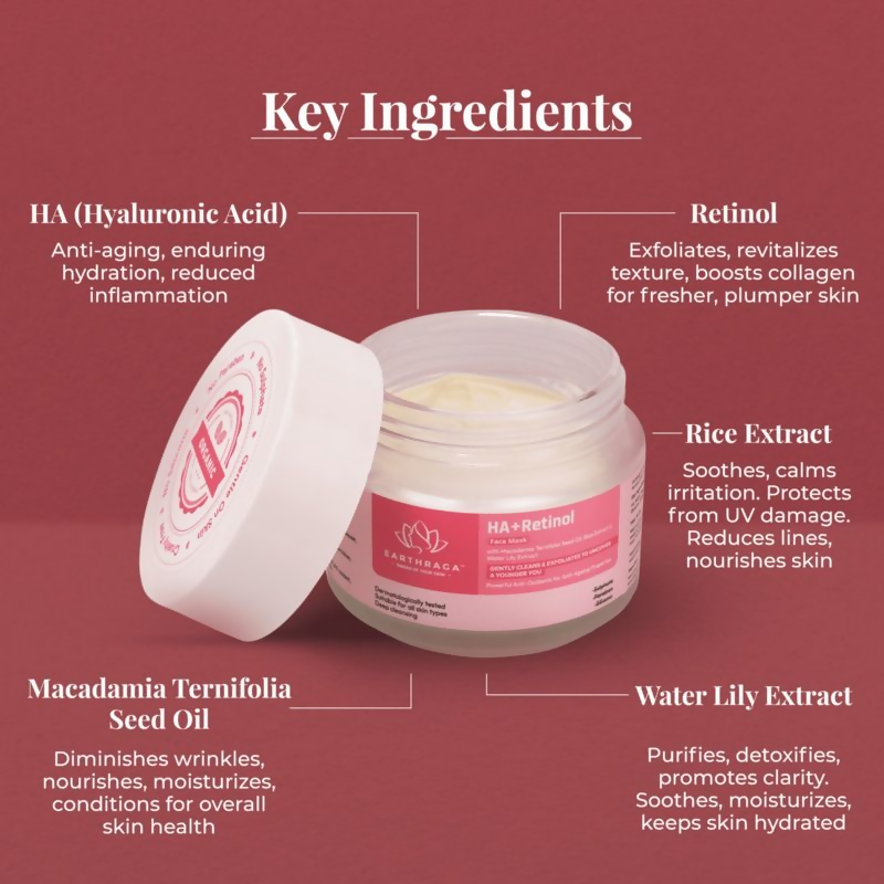 Earthraga HA + Retinol Face Mask | Grocsy