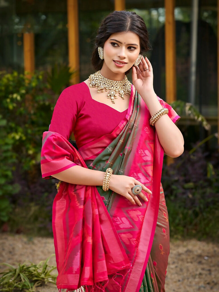 Shree Shyam Fashion Mehendi Soft Silk Saree | Grocsy