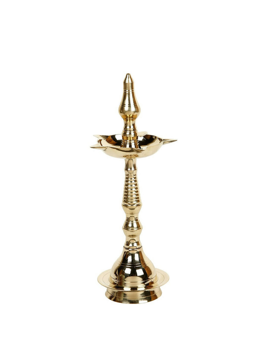 CraftVatika Gold-Toned Brass Kerala Diya Oil Lamp Stand | Grocsy