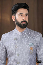 Joban Fashion Men's Grey Woven Jacquard Kurta with Pyjama | Grocsy