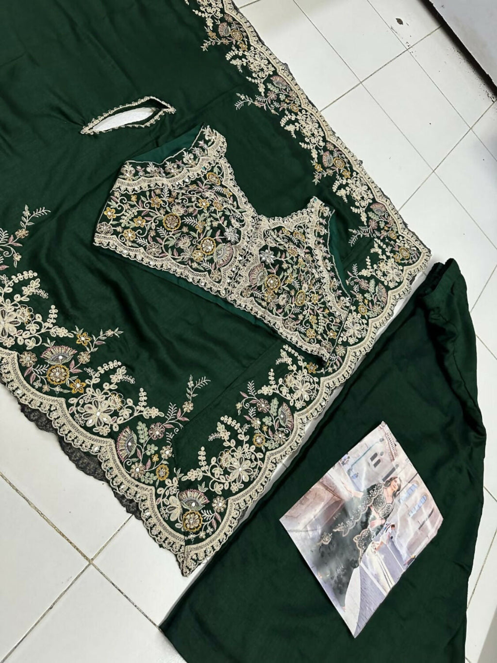 Anaita Green Real Premium Silk Stitched Shrug Suit with Embroidery Work | Grocsy