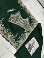 Anaita Green Real Premium Silk Stitched Shrug Suit with Embroidery Work | Grocsy