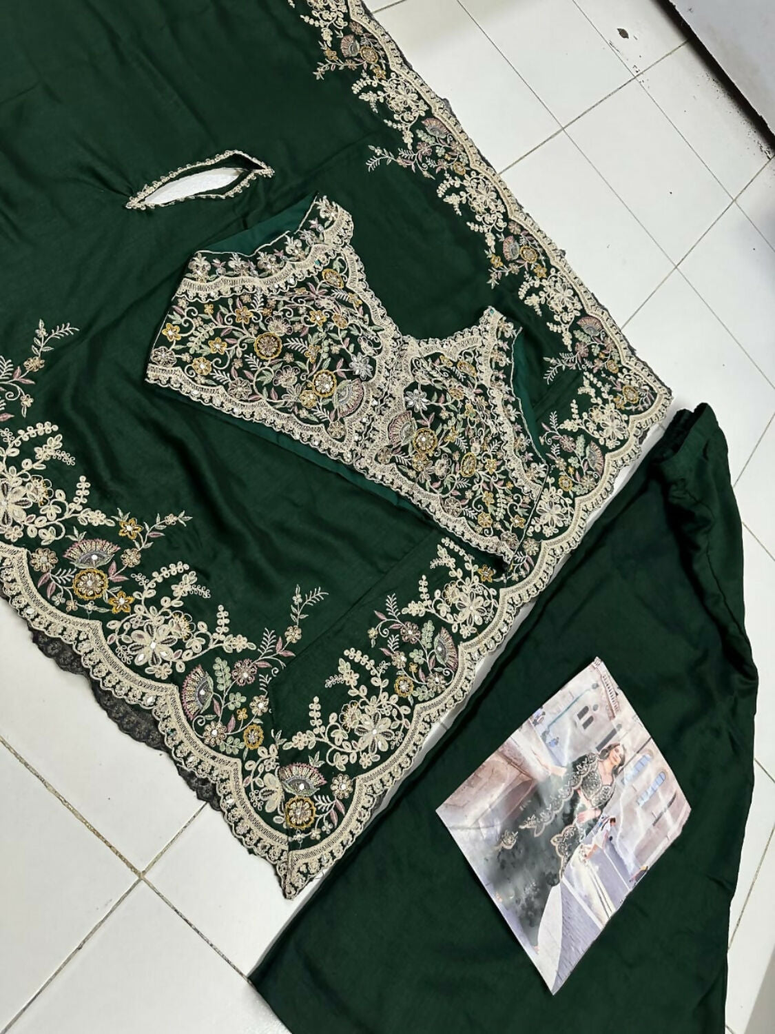 Anaita Green Real Premium Silk Stitched Shrug Suit with Embroidery Work | Grocsy