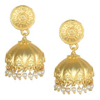 Joban Fashion Women Matte Gold Brass Jhumka | Grocsy