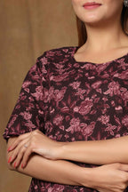 Miravan Women's Cotton Floral Print Straight Kurti | Grocsy