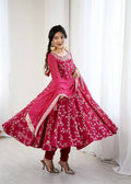 Teeya Creation Red Color Heavy Faux Georgette Embroidery Work Gown | Grocsy