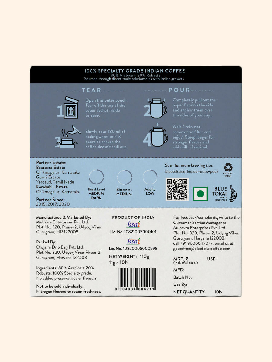 Blue Tokai Jacaranda Blend Medium Dark Roast Easy Pour Sachets | Grocsy