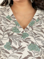 Aramya Straight Soft Cotton Floral Print Women's Kurta - Off White | Grocsy