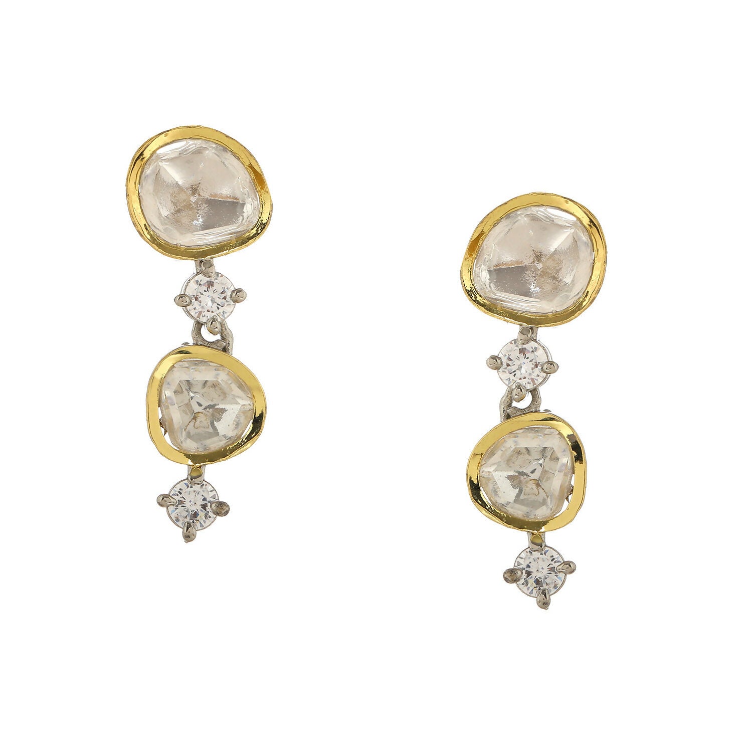 Kundan and Diamond Earrings (Silver) - Ruby Raang | Grocsy