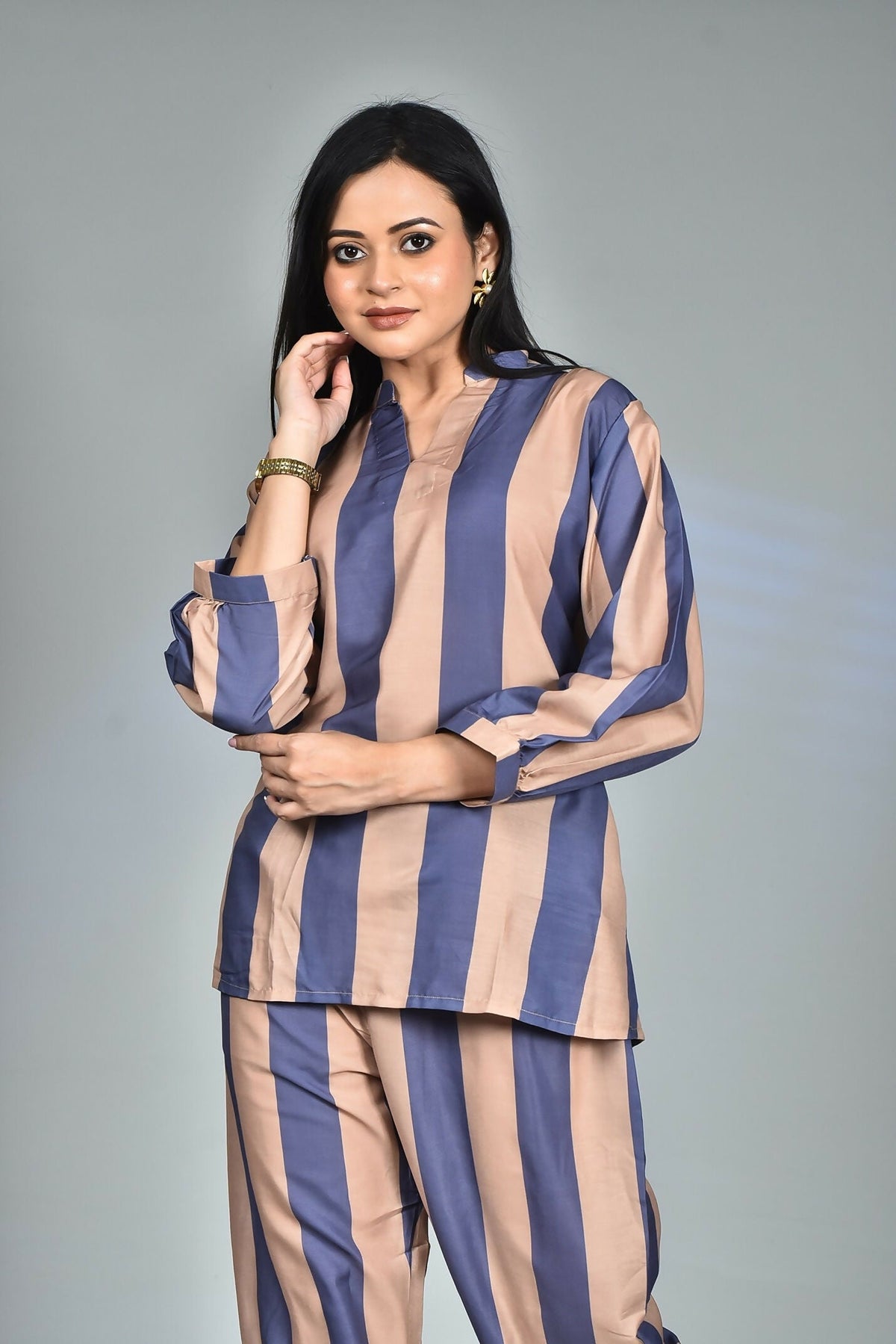 Morchari Digital Print Semi Muslin Co-Ord Set Top & Trouser-Multicolor | Grocsy