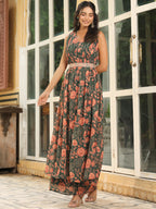 Janasya Green Georgette Floral Kurta & Bottom | Grocsy