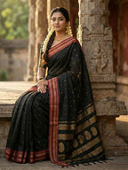 Shree Shyam Fashion Black Soft Silk Saree | Grocsy