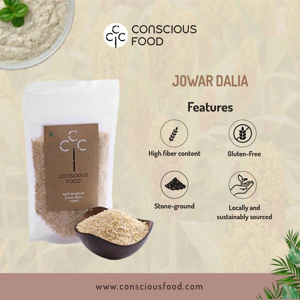 Conscious Food Organic Split Sorghum (Jowar Dalia) | Grocsy