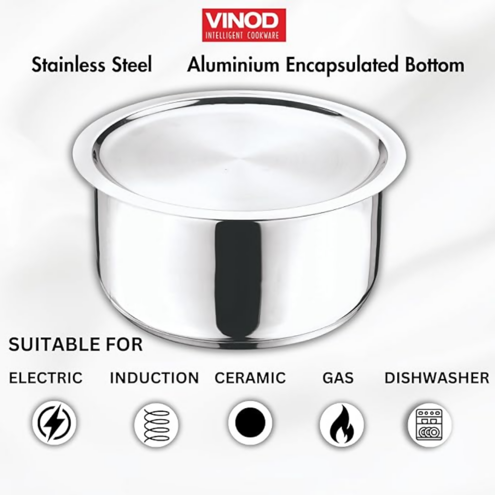 Vinod Stainless Steel 304 Grade Tope/Patila/Topiya with Lid | Grocsy