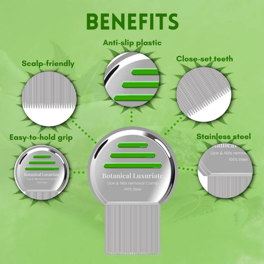 Botanical Luxuriate Lice and Nit's Removal Comb - Multicolour | Grocsy