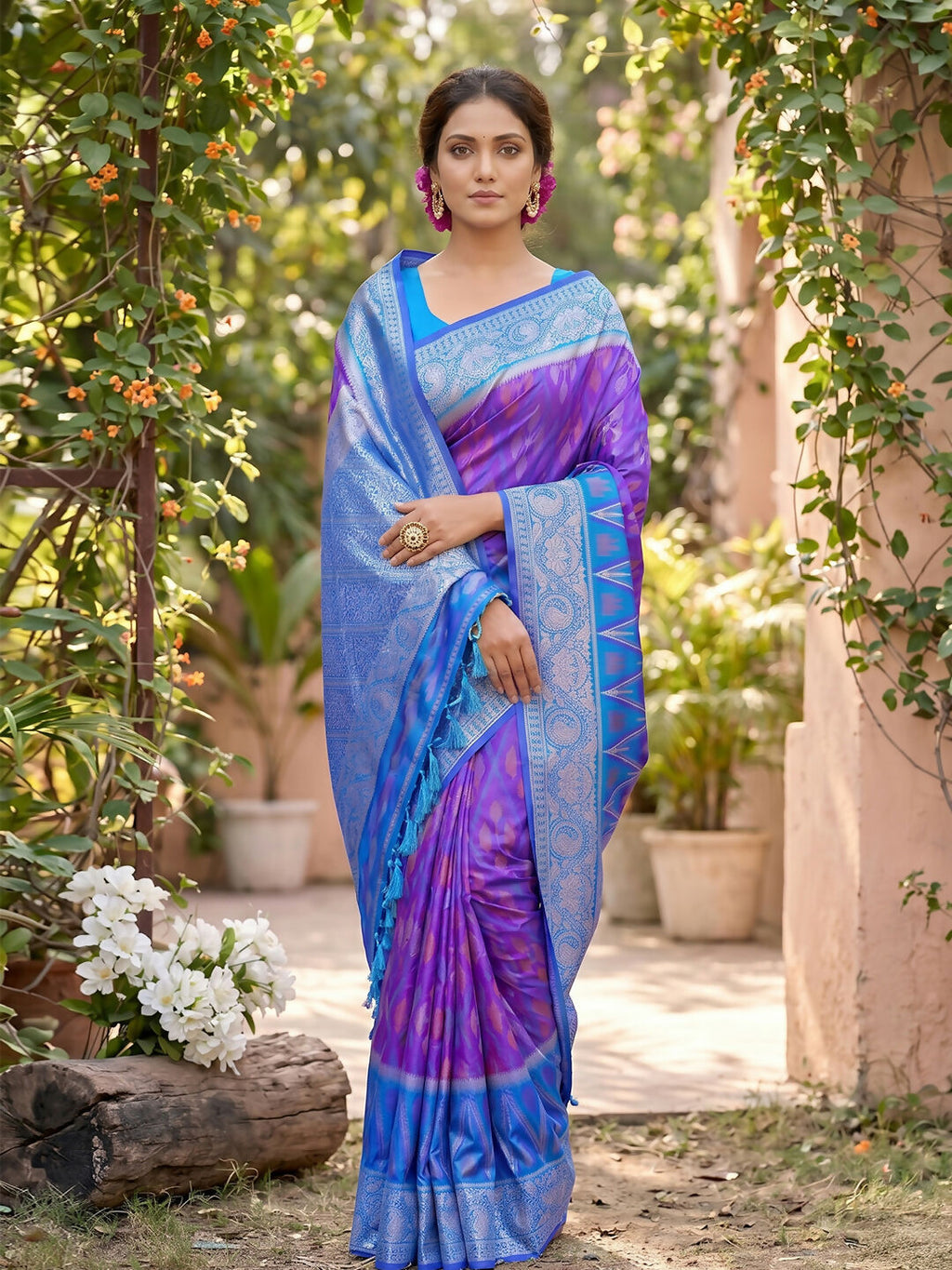 Shree Shyam Fashion Purple Soft Silk Saree | Grocsy