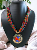 Inhanns Everyday Statement Beaded Pendant Necklace - Multi Colour | Grocsy