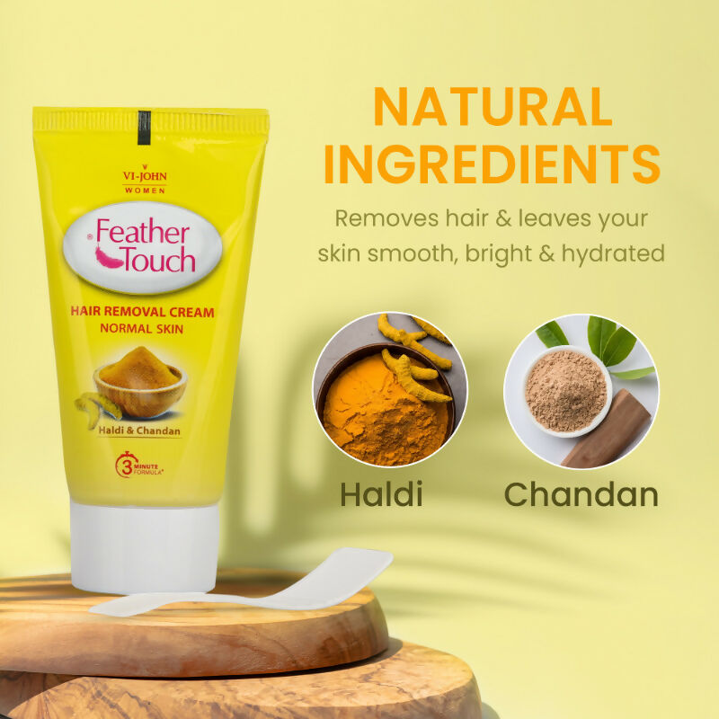 VI-JOHN Women Feather Touch Haldi & Chandan Hair Removal Cream for Women For Normal Skin, Suitable for Legs, Underarms, Bikini Line, Arms | Grocsy