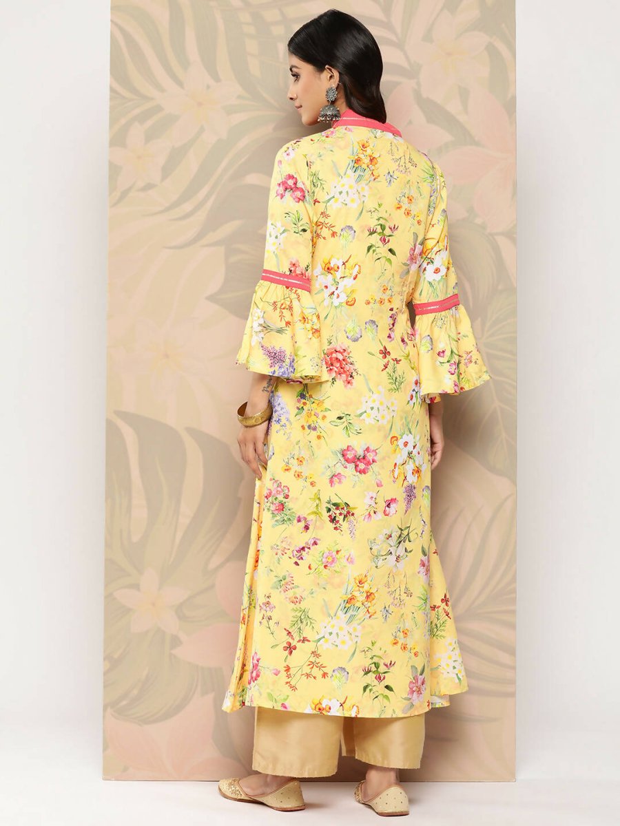 Ahalyaa Women's Traditional wear Kurta - Yellow | Grocsy