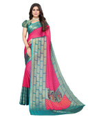 Vamika Pink Chiffon Brasso Bollywood Style Woven Saree (DIMPLE PINK) | Grocsy