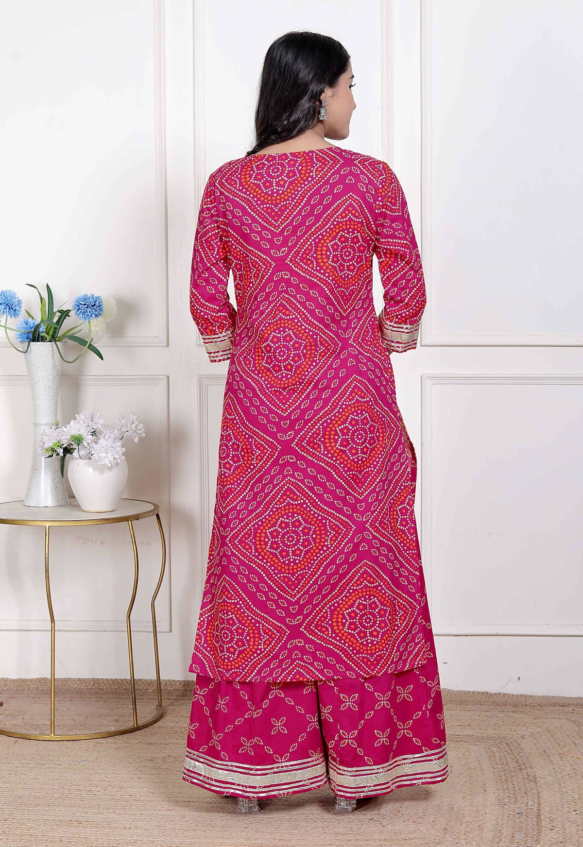 Miravan Women's Embellished Ethnic Cotton Kurta with palazzo | Grocsy