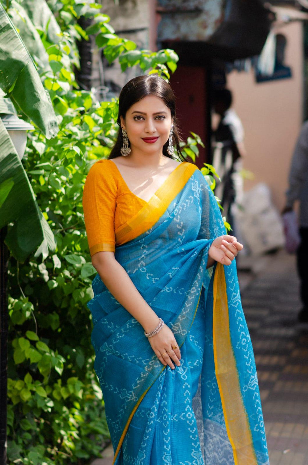 Rama Polycotton Ethnic Motifs Saree with Unstitched Blouse - A2M | Grocsy