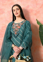 Joban Fashion Green Premium Pure Viscose Print Dola With Handwork Kurta Set | Grocsy