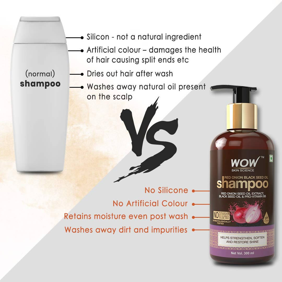Wow Skin Science Onion & Collagen Anti Hairfall Shampoo For Strenghtens Roots & Prevents Hair Breakage | Grocsy