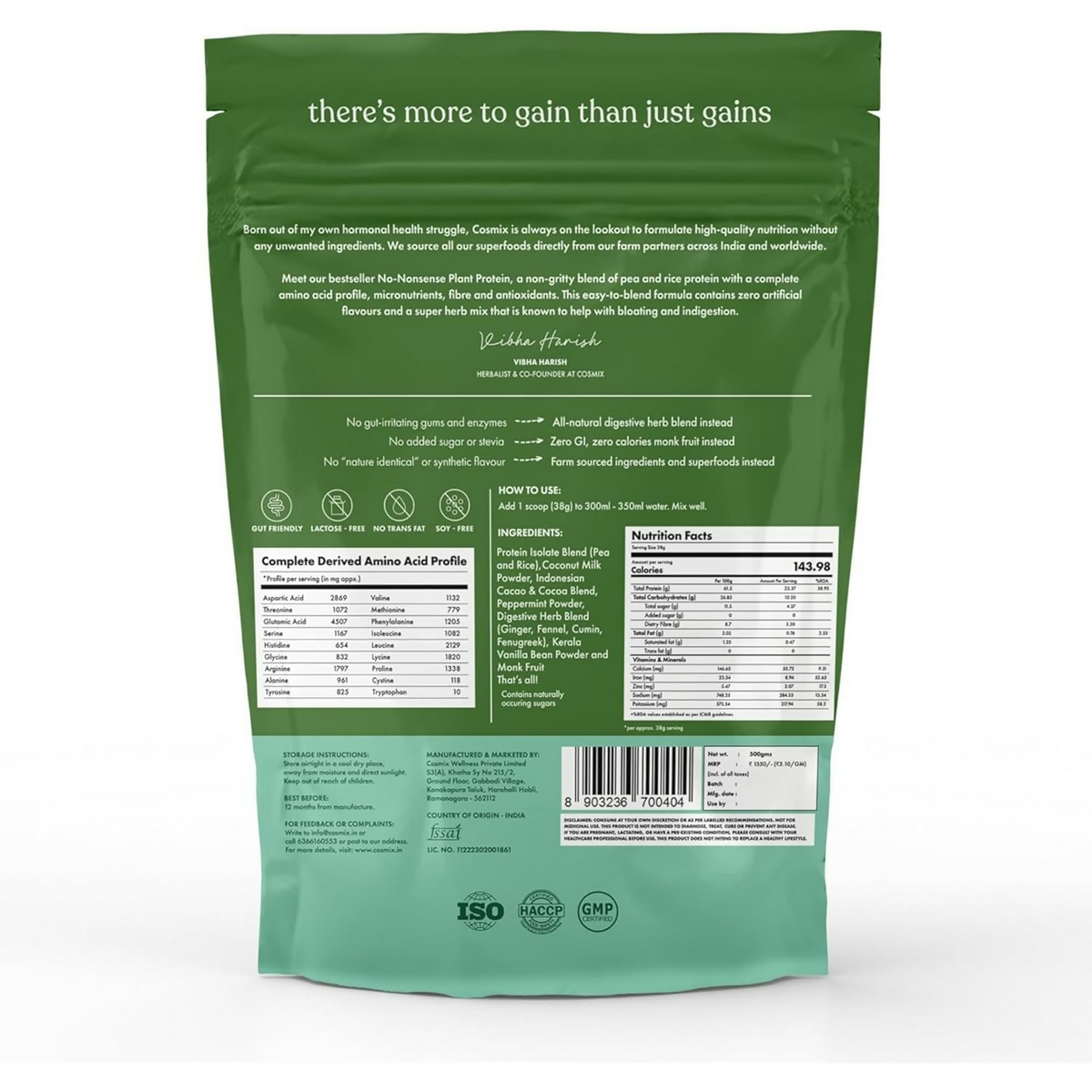 Cosmix No Nonsense Plant Protein - Mint Chocolat Cacao | Grocsy