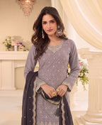 KC Designer Beige 3 Piece Salwar Suit For Women Indian Wear | Grocsy