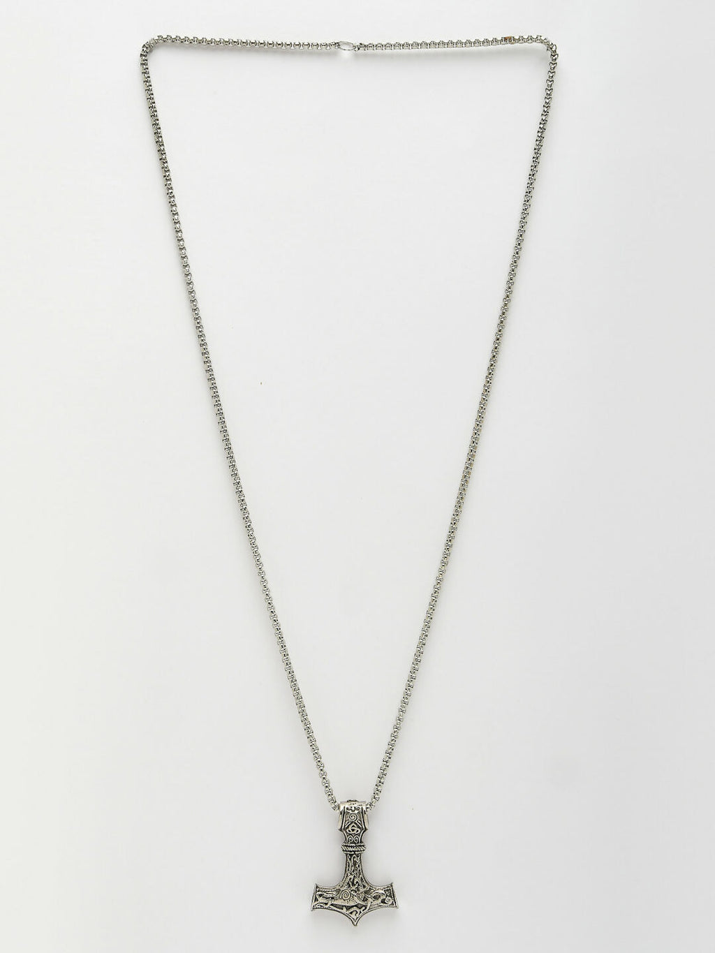 NVR Men's Silver-Plated Stainless Steel Pendant with Chain | Grocsy