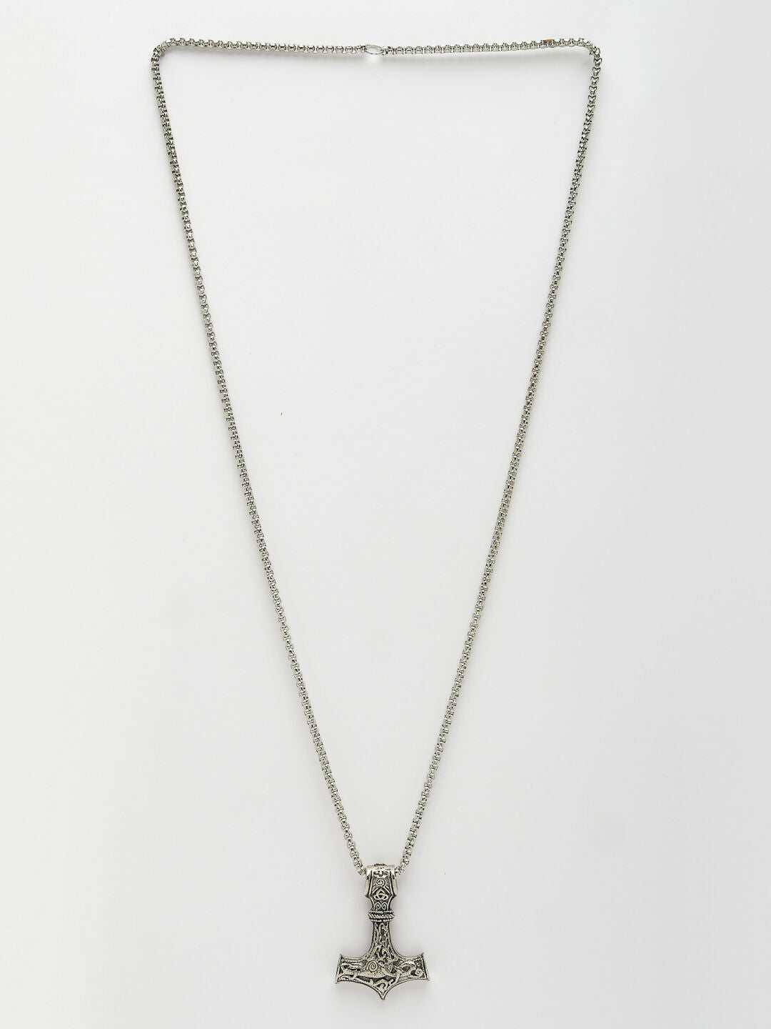 NVR Men's Silver-Plated Stainless Steel Pendant with Chain | Grocsy