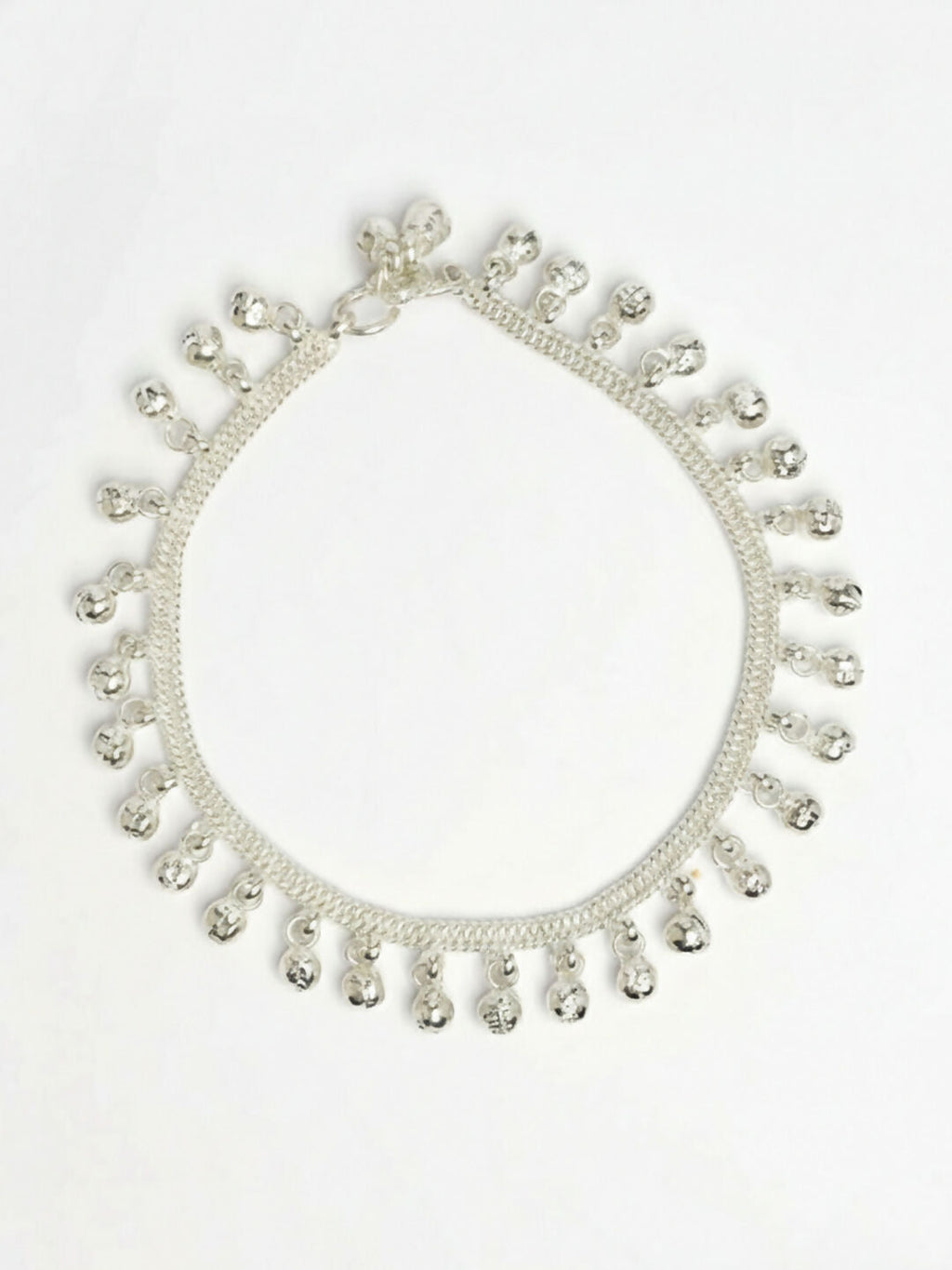 NVR Women Set of 2 Silver Plated Ghunguru Beaded Anklet | Grocsy