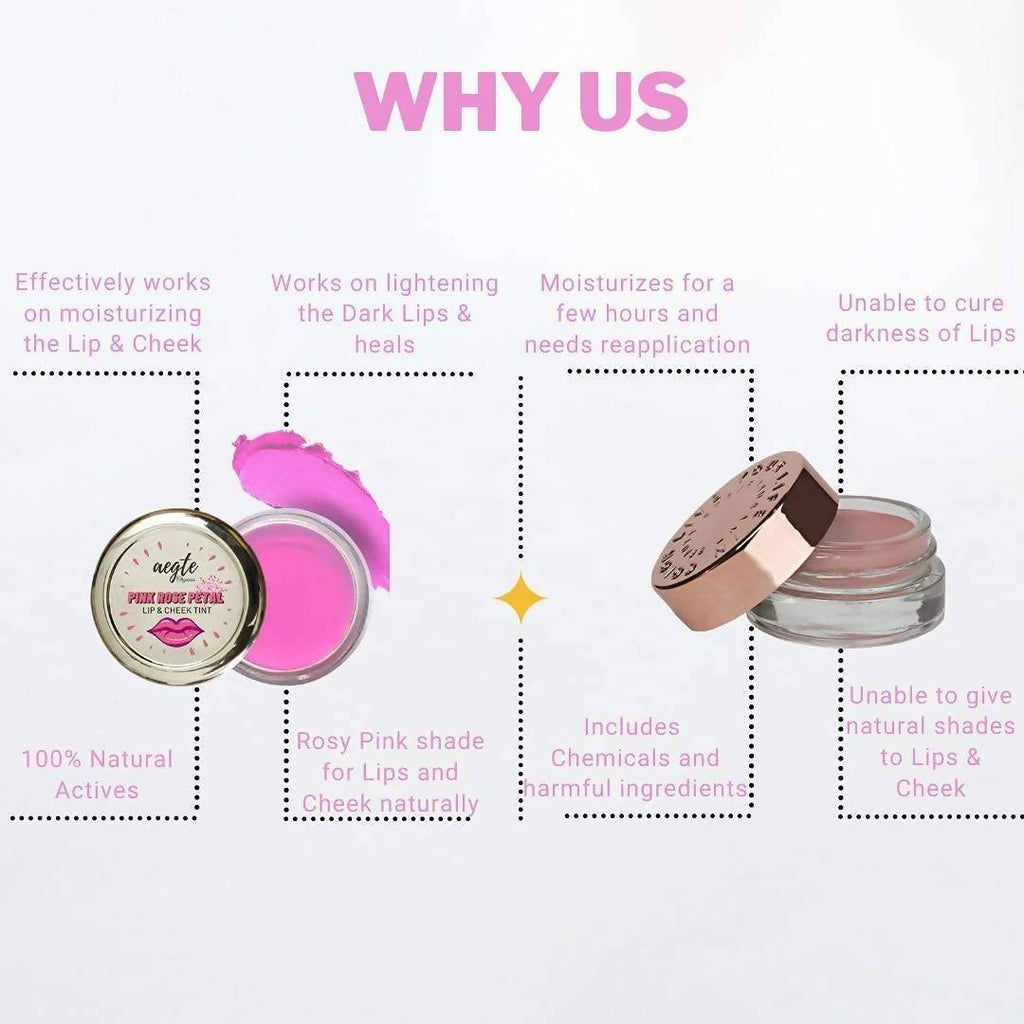 Aegte Organics Pink Rose Petal Lip & Cheek Tint Balm | Grocsy