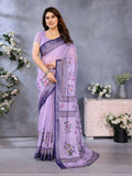 PR Fashion Purple Handloom Linen Cotton Saree | Grocsy