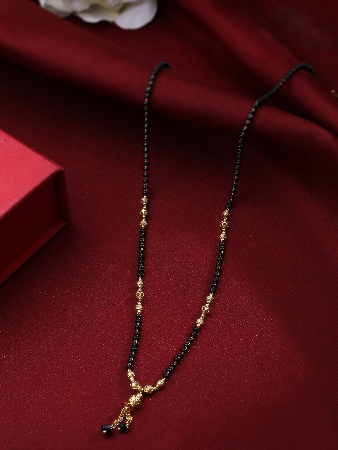 NVR Women Ethnic Gold-Polished Beaded Mangalsutra | Grocsy
