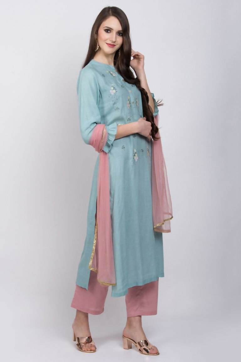 Joban Fashion L.Blue Cotton Rayon Kurta Set | Grocsy