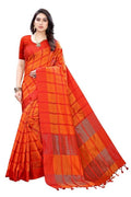Vamika Orange Cotton Silk Weaving Saree (SATURN ORANGE) | Grocsy