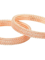NVR Women Set of 8 American Diamond Rose Gold-Polished Bangles