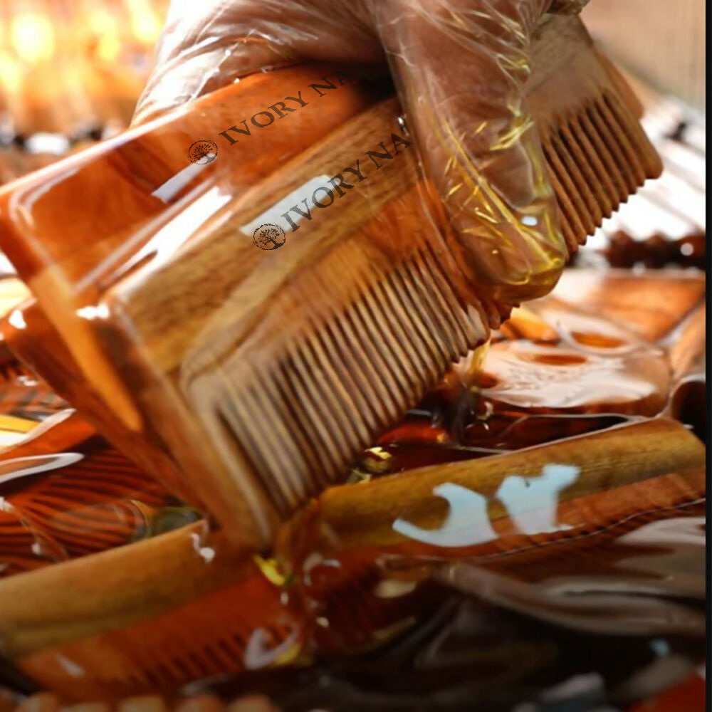 Ivory Natural Beard Kacchi Neem Wooden Comb - Natural Grooming For Beard | Grocsy