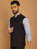 Even Apparels Pure Wool Nehru Jacket - Black | Grocsy