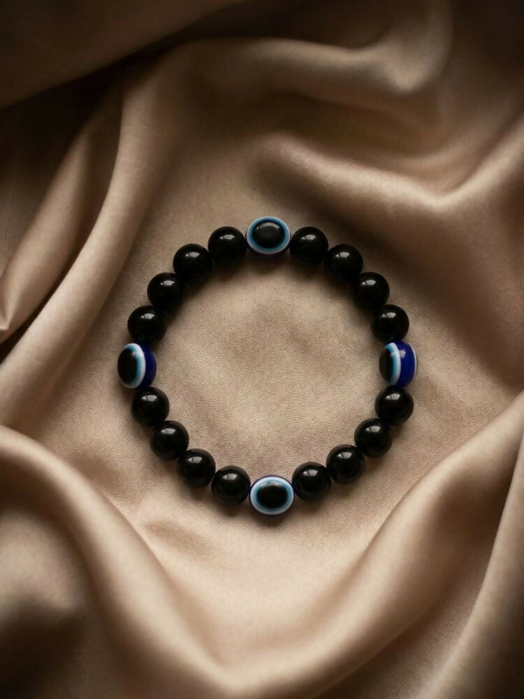NVR Black Evil Eye Adjustable Bracelet for Men & Women | Grocsy