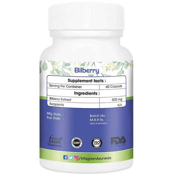 Vitagreen Bilberry Capsules | Grocsy