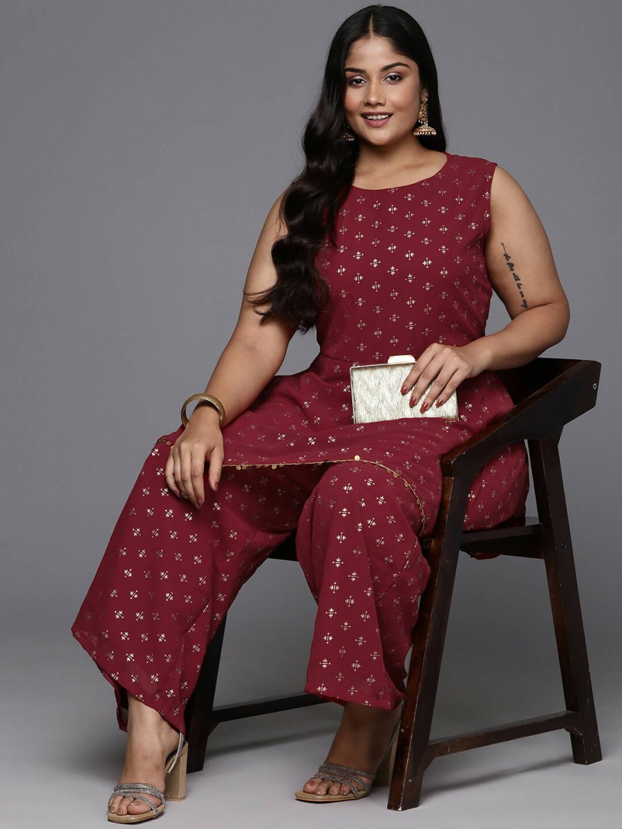 Ahalyaa Women's Traditional Wear Co-ords - Maroon | Grocsy