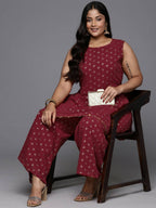 Ahalyaa Women's Traditional Wear Co-ords - Maroon | Grocsy